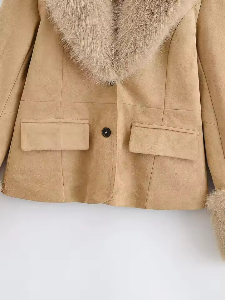 Faux Fur Collar Jacke