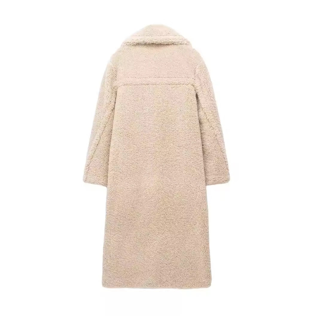 Manteau en peluche élégant avec col à revers