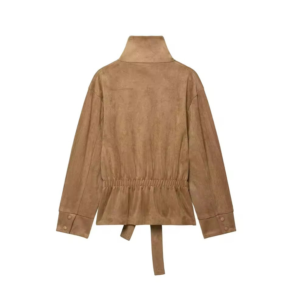 Taillierte Veloursleder-Jacke