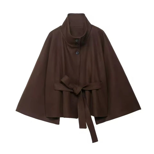 Cape-Mantel mit Bindegürtel