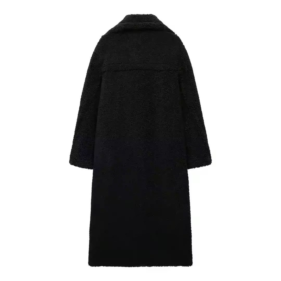 Manteau en peluche élégant avec col à revers