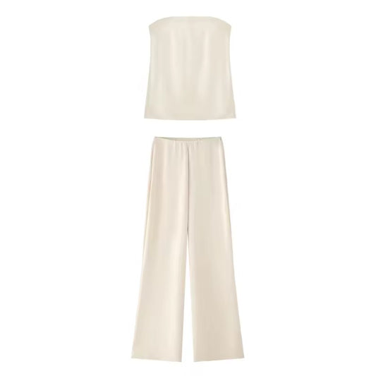 Zweiteiliges Set Bandeau-Top & Weite Hose