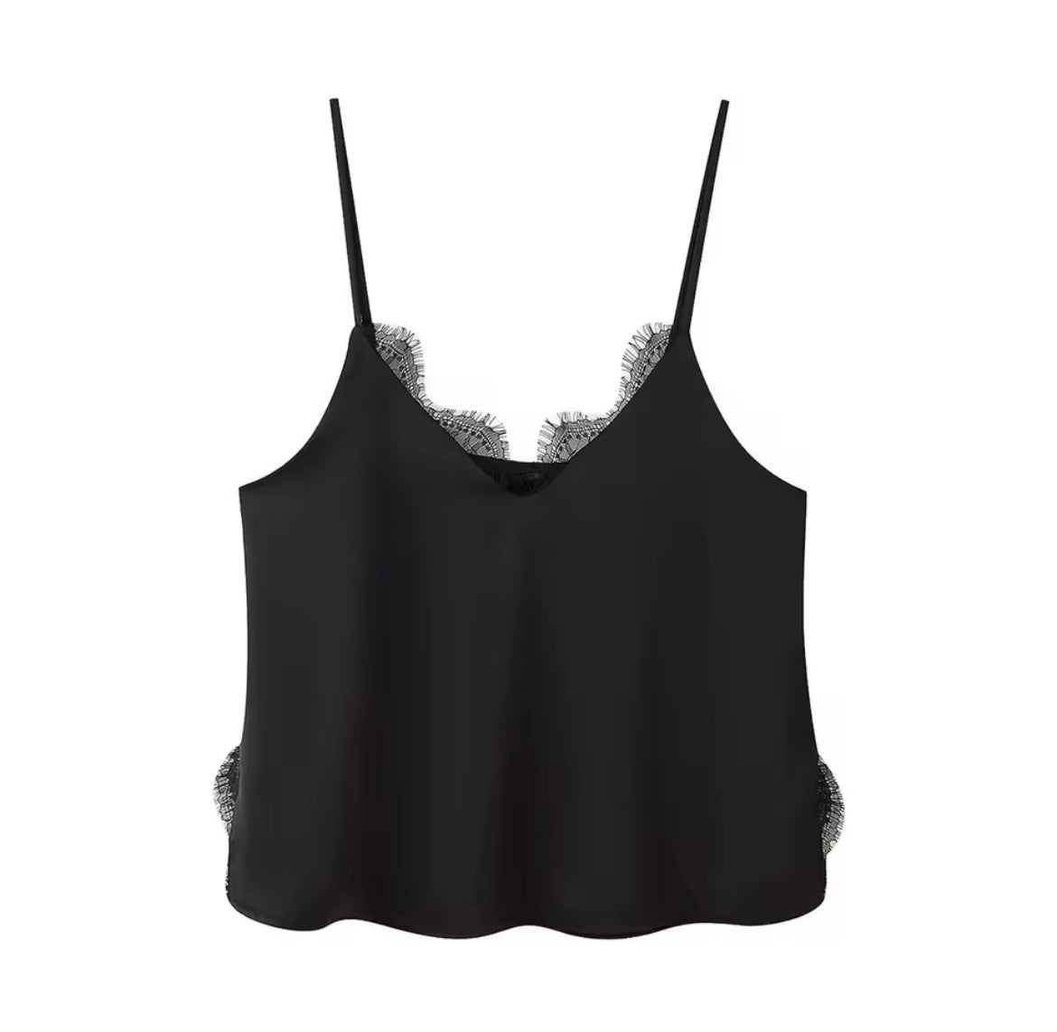 Satin-Zweiteiler Set mit Spitze