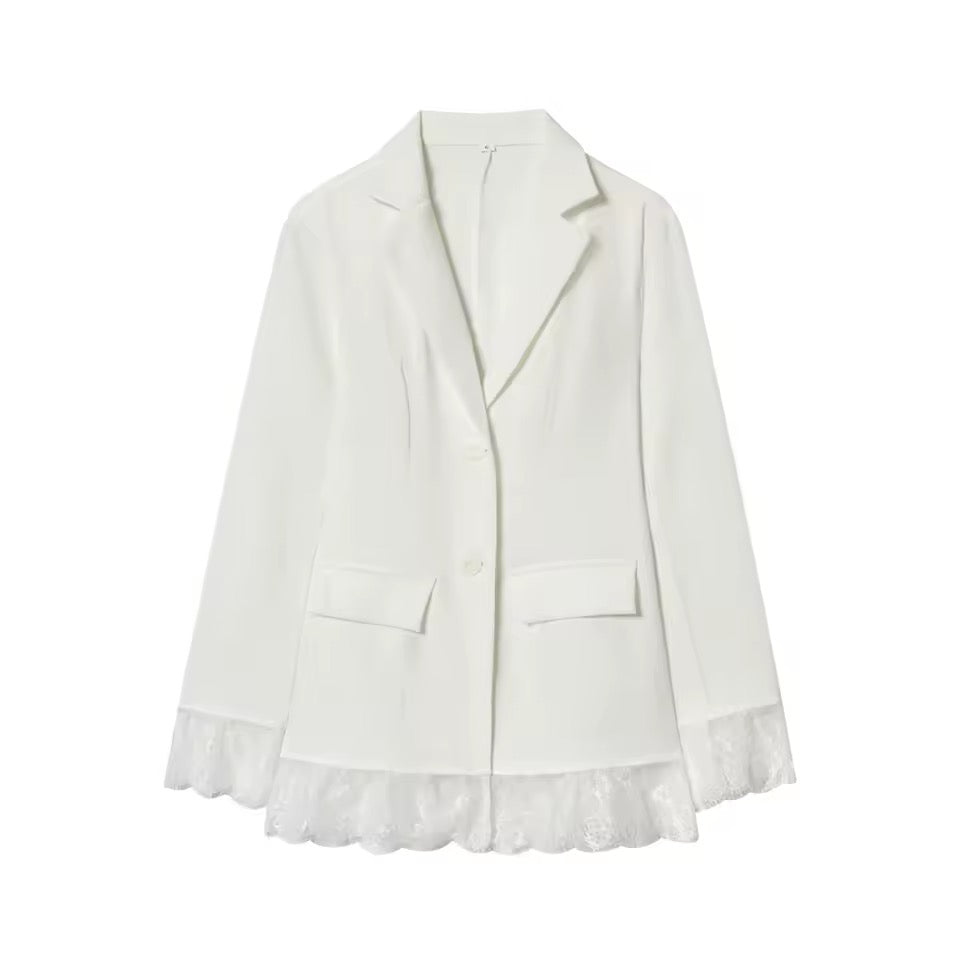 Blazer mit Spitzenbesatz