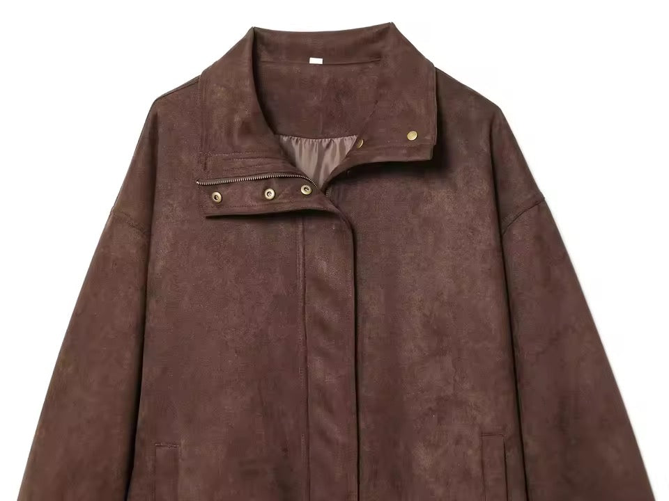 Vintage Suede Look Übergangsjacke
