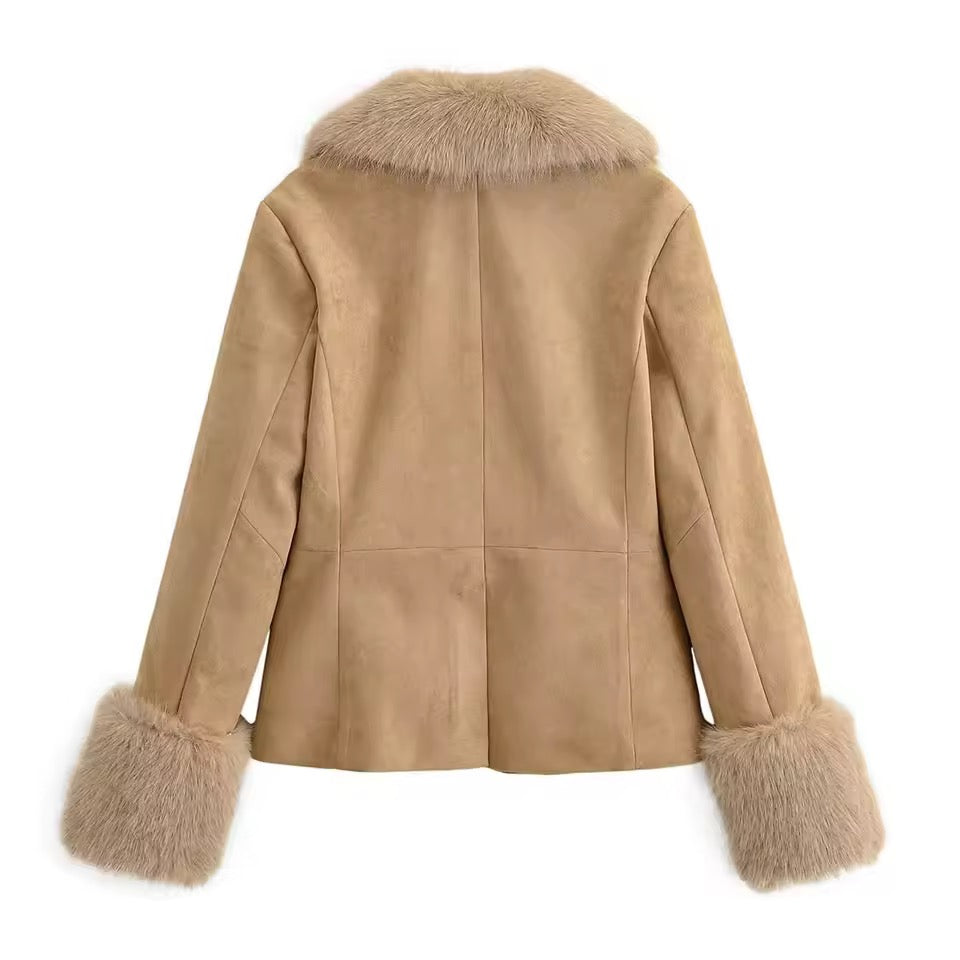 Faux Fur Collar Jacke