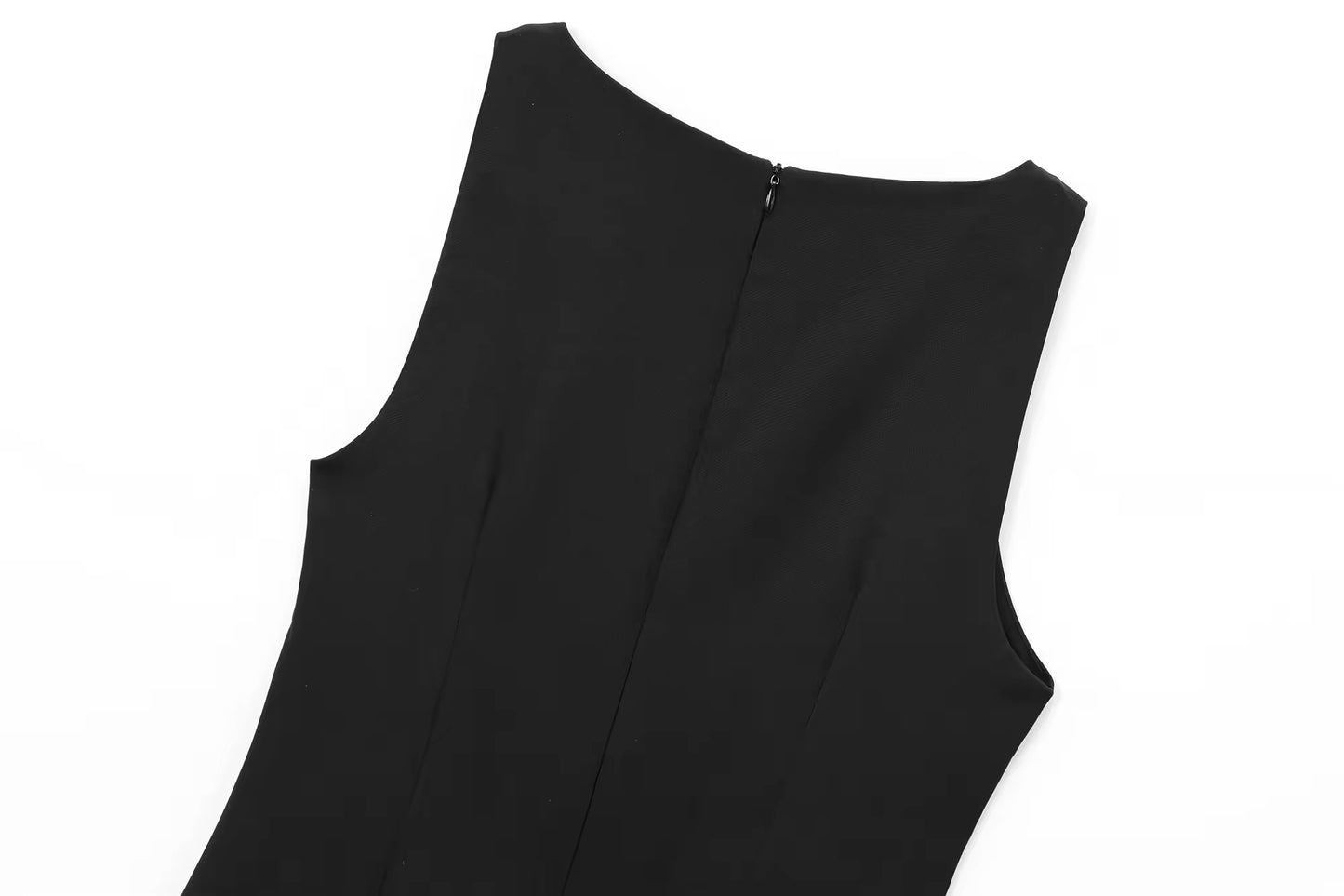 Black mini dress with feather trim