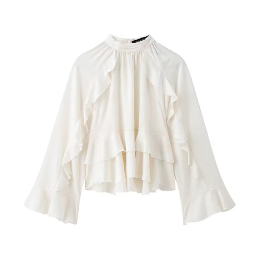 Elegante Volant-Bluse in Cremeweiẞ