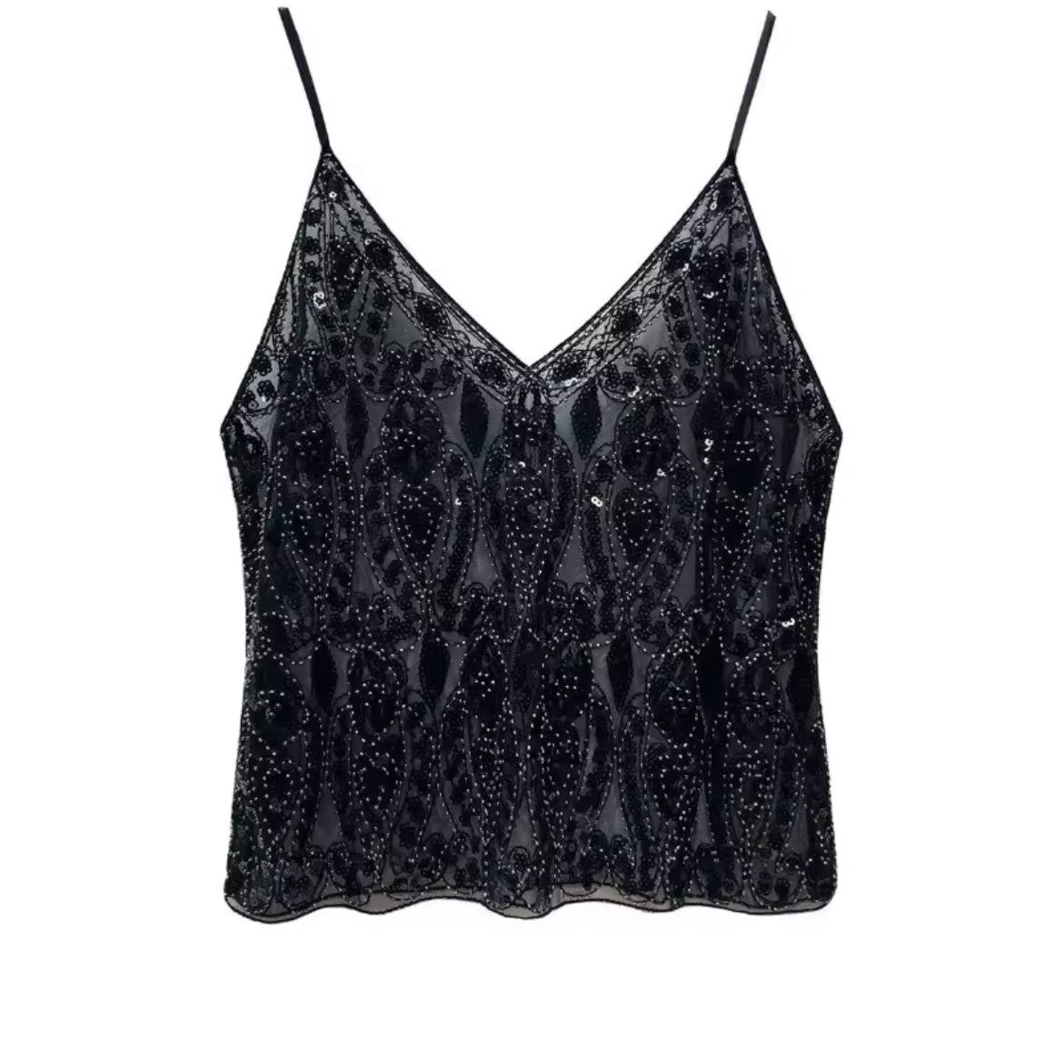 Pailletten-Spitzen-Camisoletop