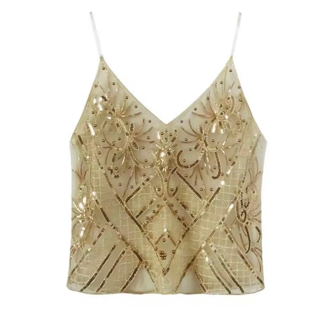 Pailletten-Spitzen-Camisoletop