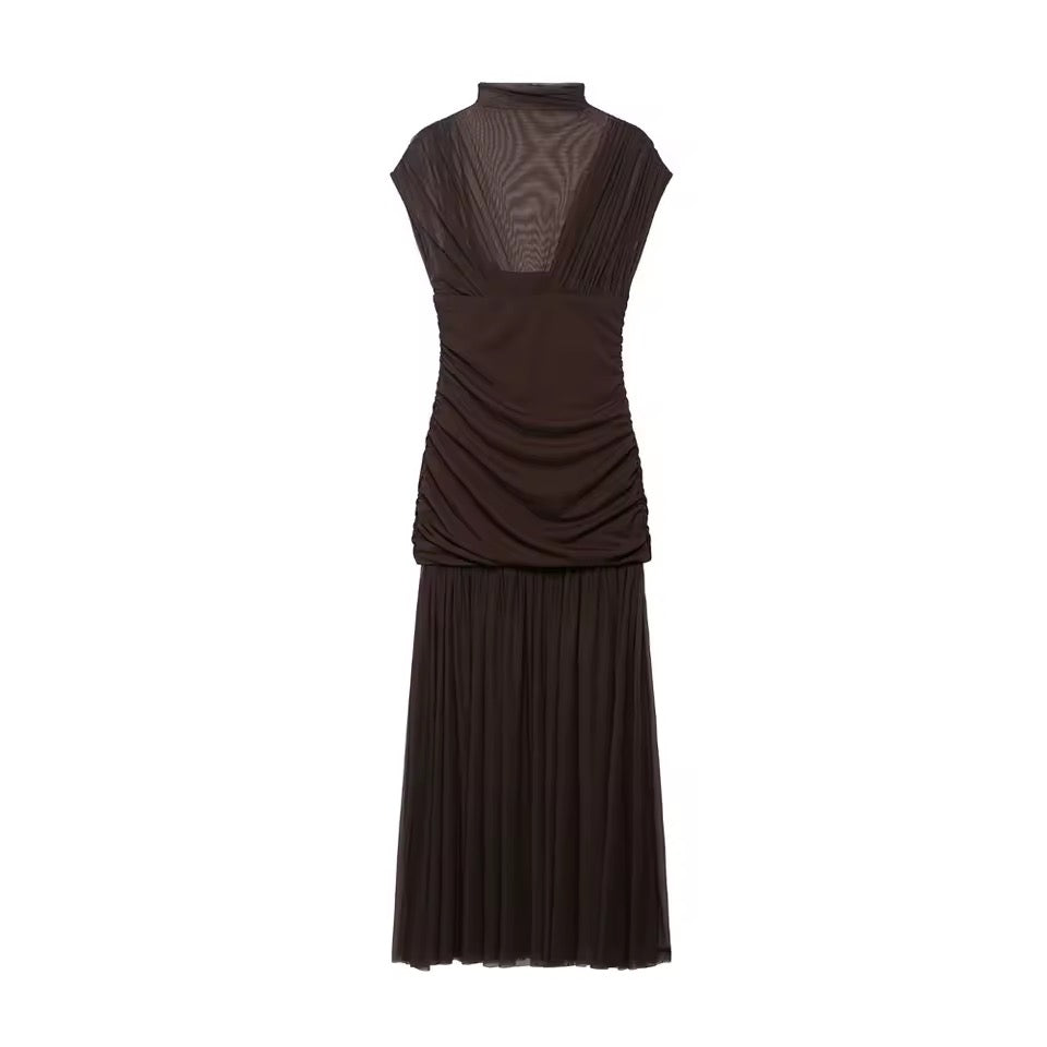 Mesh Kleid mit Plissee