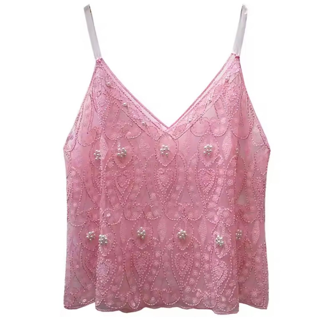Pailletten-Spitzen-Camisoletop