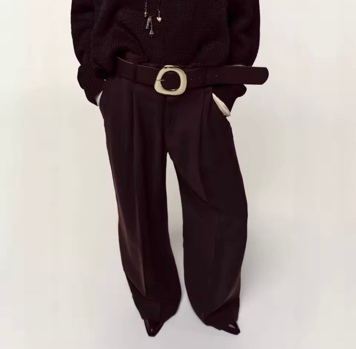 High-Waist Wide Leg Hose mit Gürtel