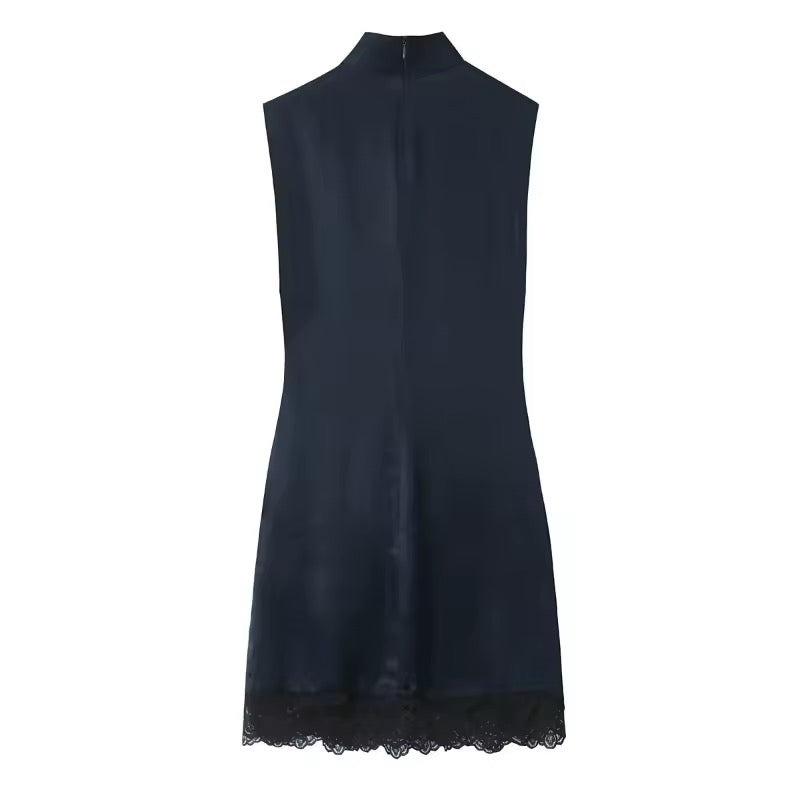 Satin-Minikleid mit Spitze & Raffdetail