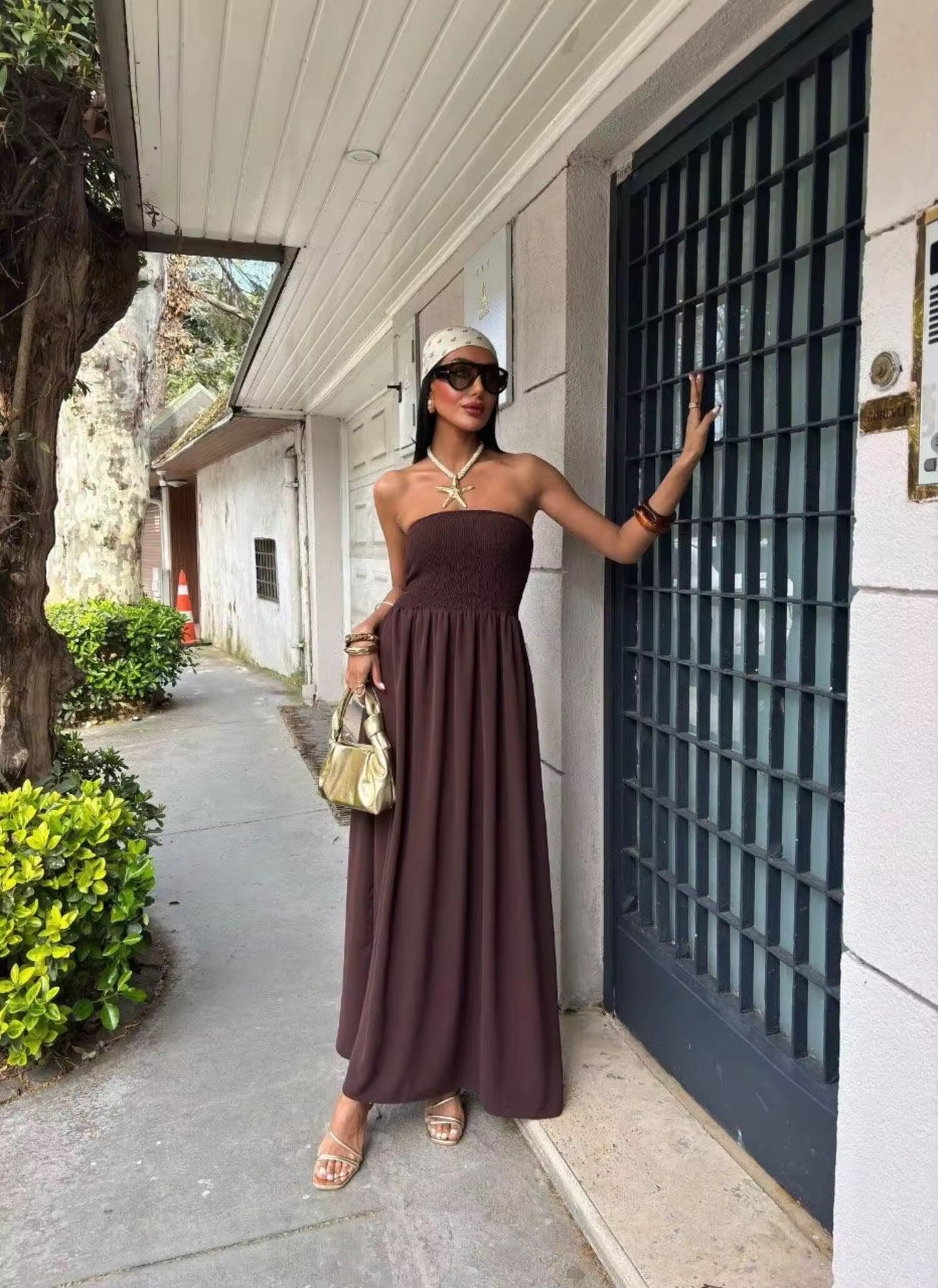 Strapless Boho Kleid