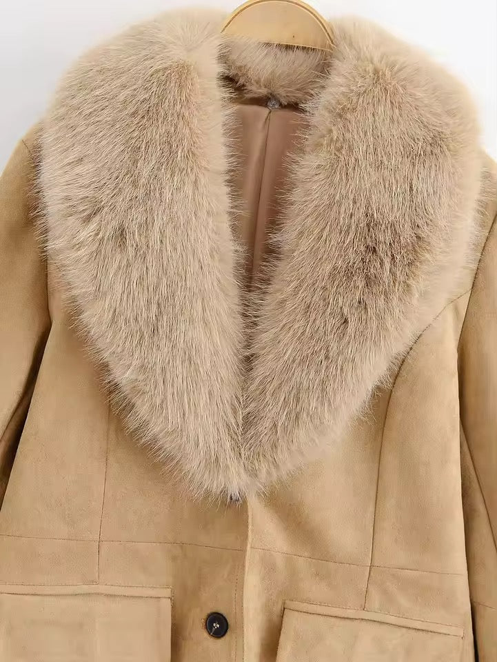 Faux Fur Collar Jacke