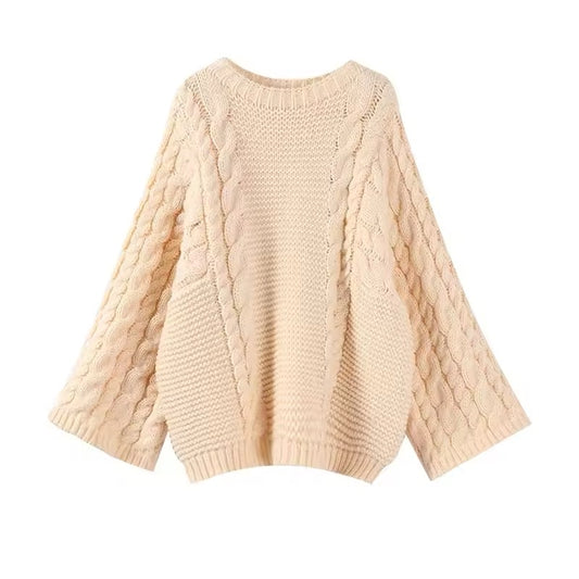 Oversize Pullover mit Zopfmuster