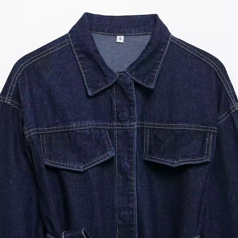 Denim Jacke mit Bindegürtel