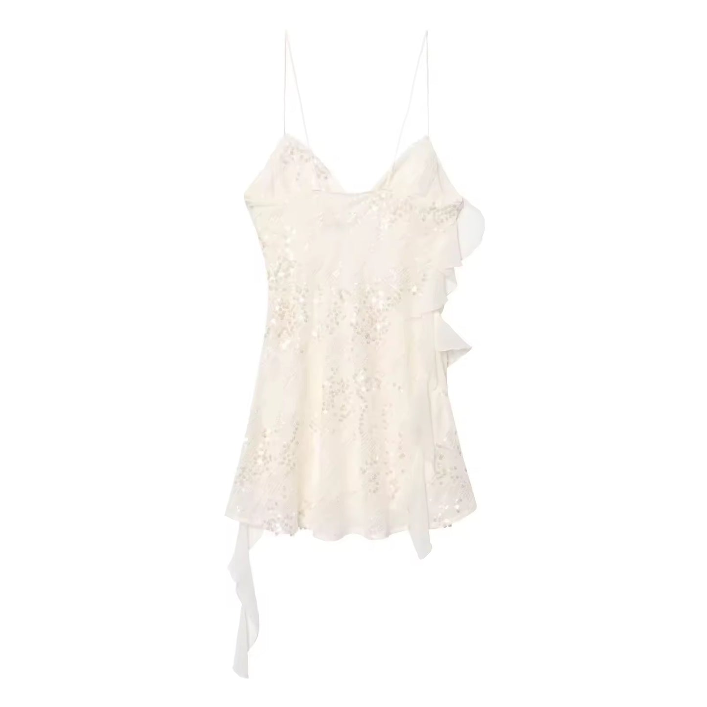 Asymmetrisches Pailletten-Minikleid