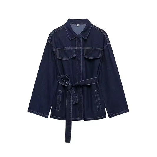 Denim Jacke mit Bindegürtel