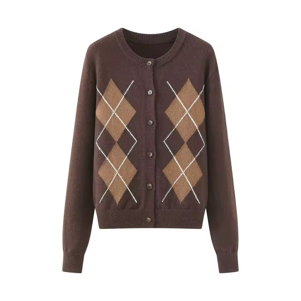 Strickjacke mit Argyle-Muster