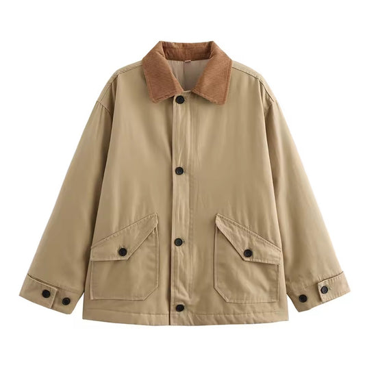 Jacke mit Cordkragen