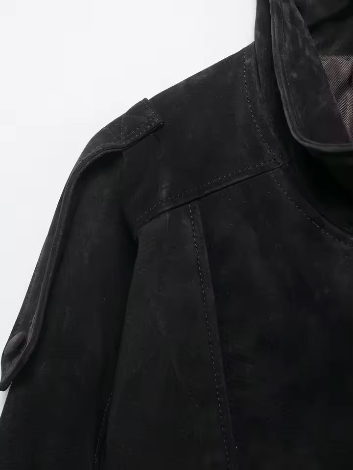 Wildlederjacke mit Stehkragen