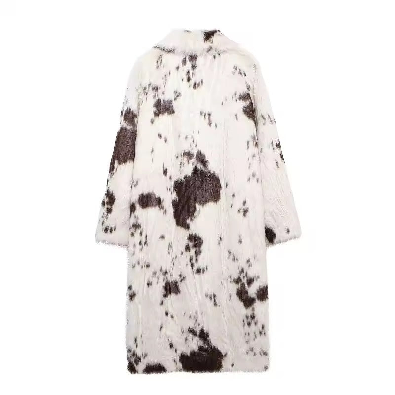 Manteau long en fausse fourrure de vachette