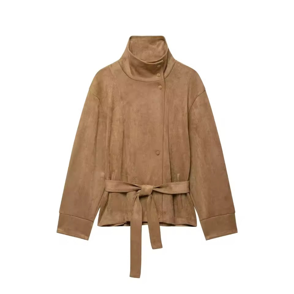 Taillierte Veloursleder-Jacke