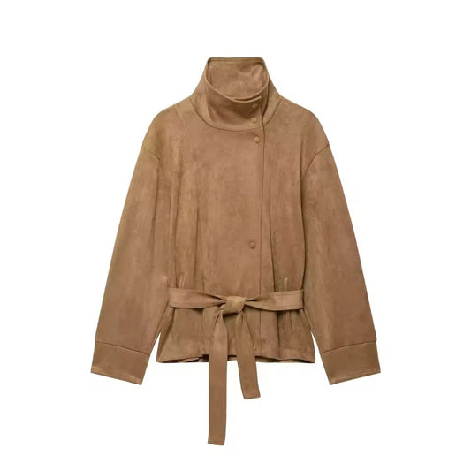 Taillierte Veloursleder-Jacke