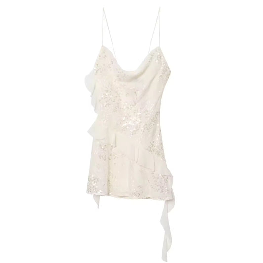 Asymmetrisches Pailletten-Minikleid