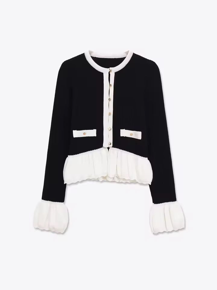 Two-Tone Ruffle Cardigan