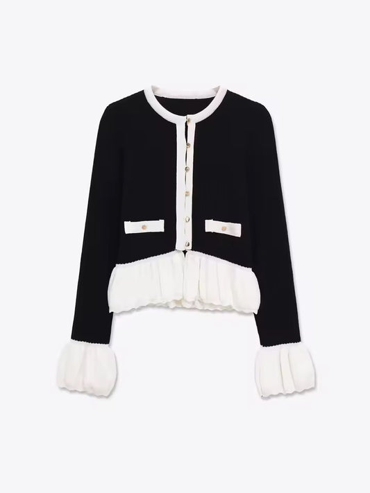 Two-Tone Ruffle Cardigan