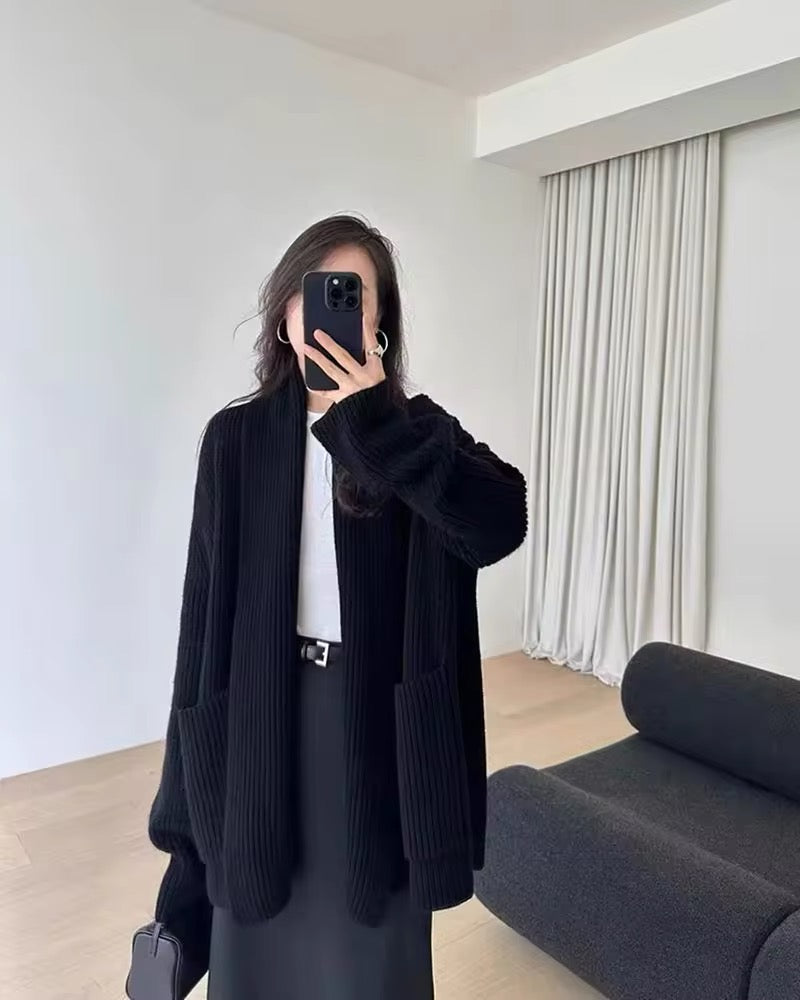 Oversized Strick-Cardigan mit Taschen