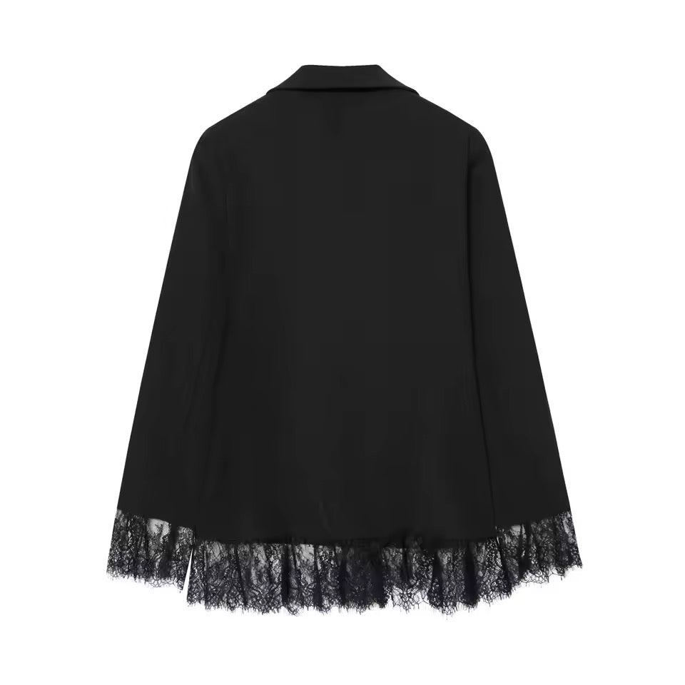 Blazer mit Spitzenbesatz