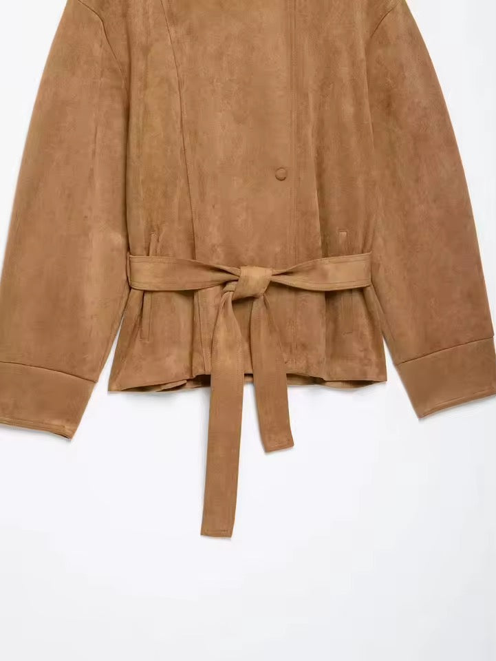 Taillierte Veloursleder-Jacke