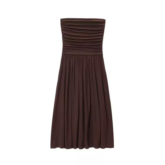 Schulterfreies Faltenkleid