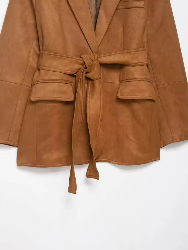 Damen Blazerjacke mit Bindegürtel
